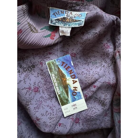 NWT Tienda Ho OS Purple Floral Rayon Open Front Cardigan Kimono 3078‎ - Picture 4 of 4